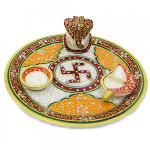 Marble Puja Thali/ Handcrafted Puja Thali/ Festival Gift