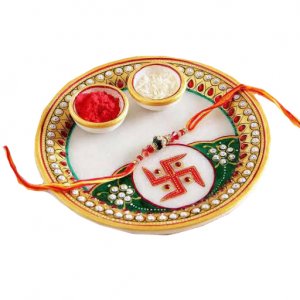 Marble Puja Thali/ Handcrafted Puja Thali/ Festival Gift