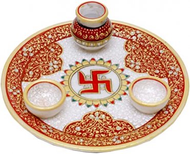 Marble Puja Thali/Handcrafted Product/Corporate Gift