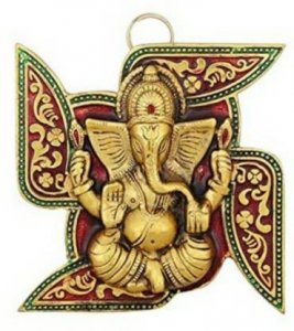 Metal Ganesha on Swastik/ Handcrafted Product/ Festival Gift