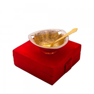 German Silver Double Tone Bowl With Spoon Set/ Corporate Gifts