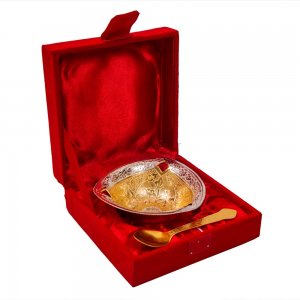 German Silver Double Tone Bowl With Spoon Set/ Corporate Gifts