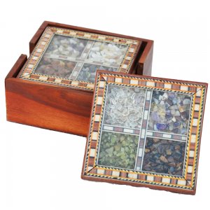 Wooden Tea Coasters With Gemstones/Handcrafted product
