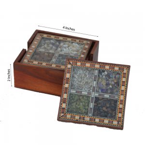 Wooden Tea Coasters With Gemstones/Handcrafted product