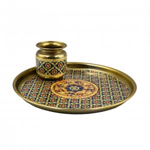 Meenakari Puja Thali with Lota