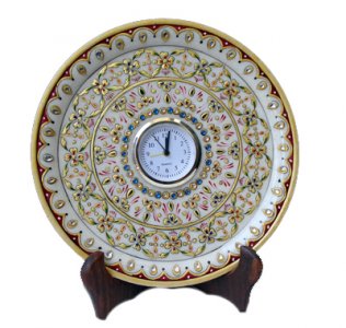 Unique Marble Round Clock/Handcrafted Product/Table Decor